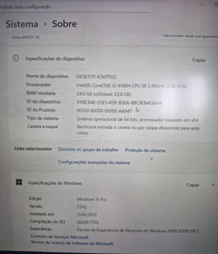 Notebook Gamer Acer Nitro 5 i5 GTX 1650 24GB de RAM + 464GB SSD + 1TB de memória