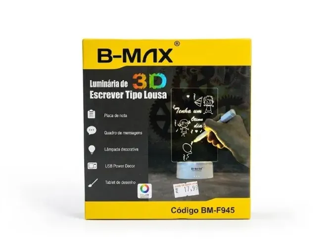 Luminária 3D lousa para Escrever 7 cores