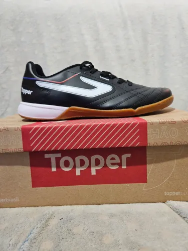 Chuteira Futsal Topper Maestro Club VI Masculina - Preto+Branco