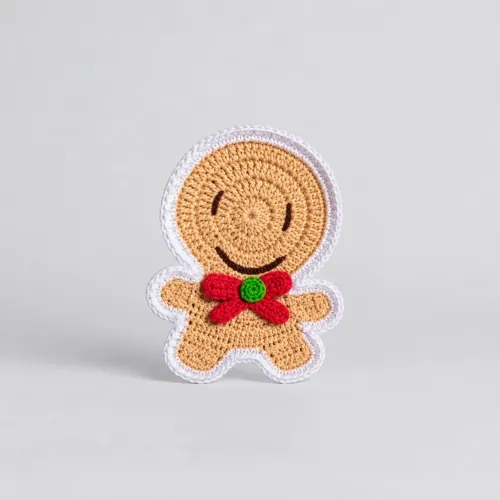 Porta Copos/ Café de Crochê Natal - Boneco de Gengibre