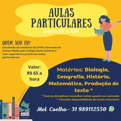 AULA PARTICULAR E DE REFORÇO PARA EM E EF