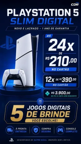 Playstation 5 Slim Digital Novo com 5 jogos