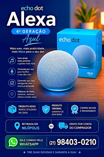 INCRÍVEL ALEXA AMAZON ECHO DOT 4ª GERAÇÃO - AZUL