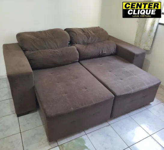 Sofá 2,10x1,70 Retrátil e Reclinável Usado: Retirar no Aero Rancho!