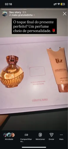 Kit perfume liz + creme + bolsinha