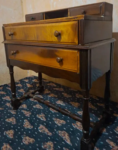 Escrivaninha Cômoda Antiga Bureau Em Madeira Maciça