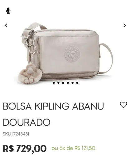 Bolsa Kipling Dourada 