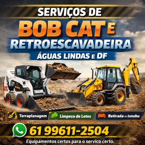 Locação retroescavadeira e bob cat 