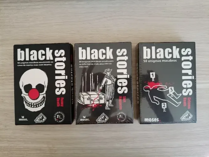 Vendo jogo Black Stories - Funny Death, Shit Happens e Crimes reais