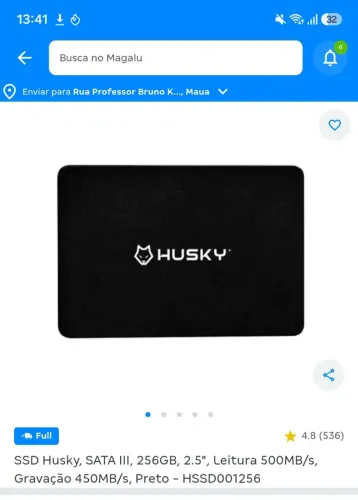 SSD Husky 256gb ( com blister ,na garantia ainda )