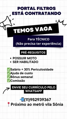 Técnico em manutenção de purificadores e bebedouros de água 