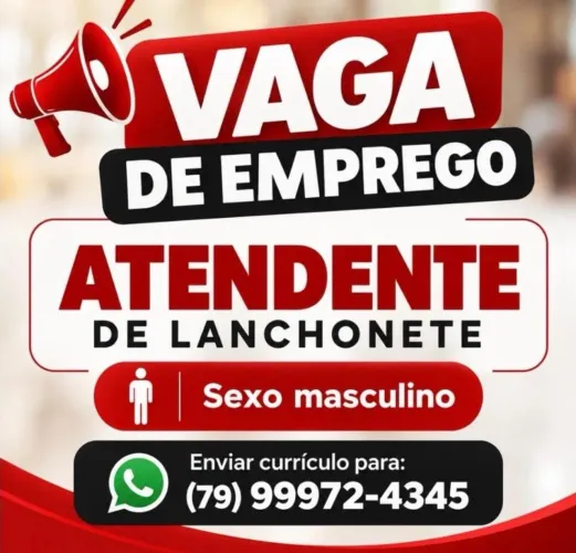 Vaga para atendente lanchonete:restaurante