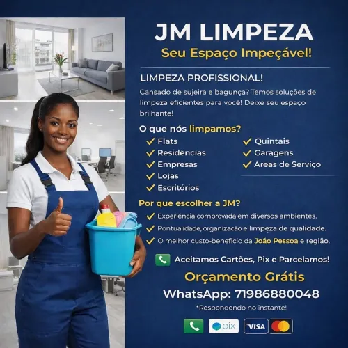 Precisando de Faxina? A JM Limpeza: Deize seu espaço brilhando hoje!
