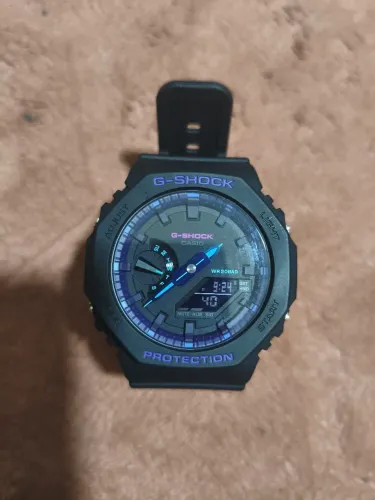 Relógio Casio G-shock Carbon Core GuardGa-2100vb-1adCorreia Preto Bisel Preto Fundo Preto