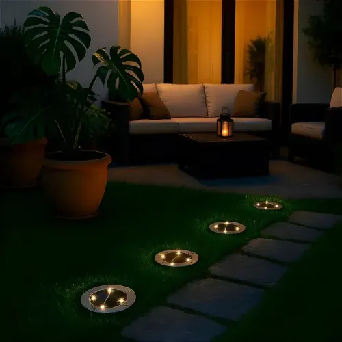 Conjunto 4 Spots de Jardim Iluminação Solar Automáticas Grama Luminária