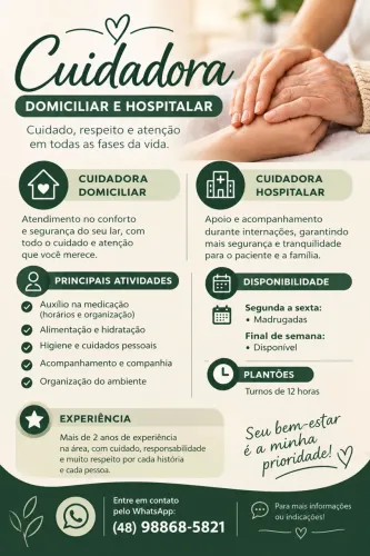 Cuidadora domiciliar e hospitalar 