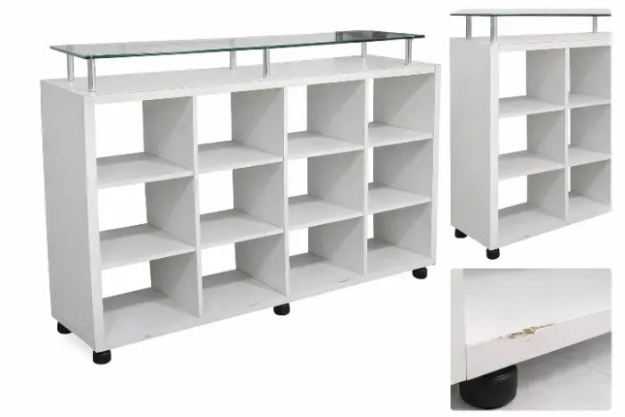 Armário Organizador Colmeia 12 Nichos MDF Branco Usado C/ Vidro