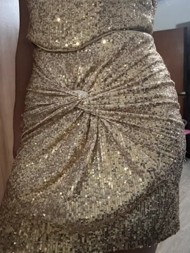 Conjunto de Paetê Dourado Elegante Chic