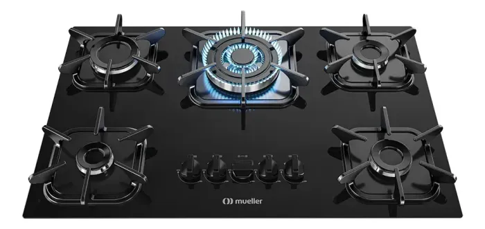 Cooktop 5 Bocas Mueller G5 Ultra Chama Super Automático Preto Bivolt