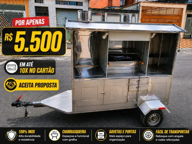 Carrinho de espetinho, aceitamos proposta e cartão.