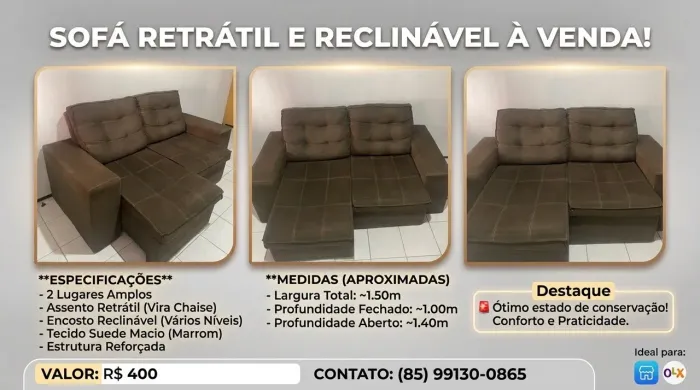 Sofá reclinável 