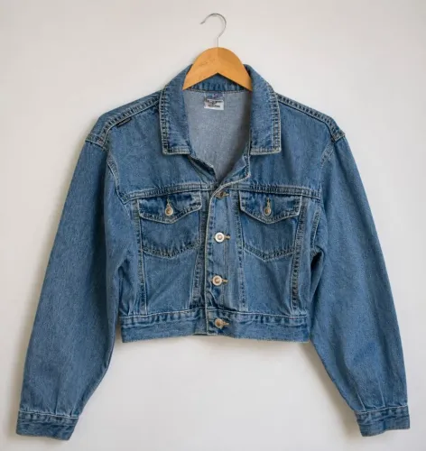 Jaqueta Jeans Cropped Fayrouz - Tecido Vicunha - Tamanho M