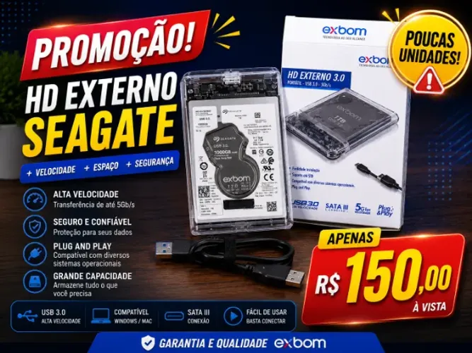 Promoção HD externo seagate 1000 gigas 1 tera