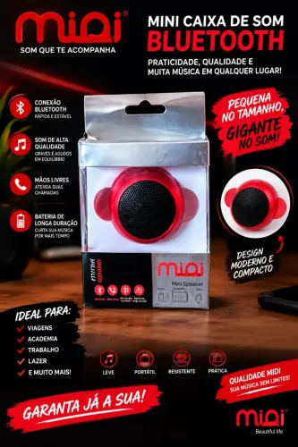 Mini Caixa de Som Bluetooth MIAI - Vermelha