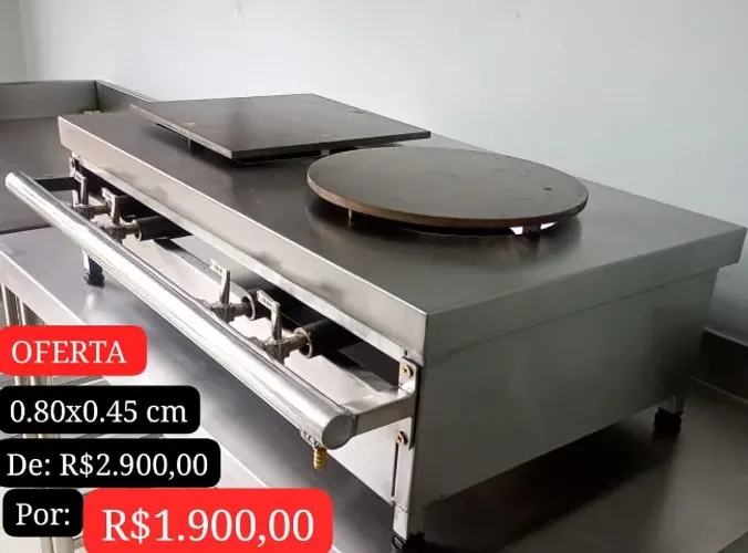 Chapa para crepe em aço inox 0.80x0.45 cm - OFERTA