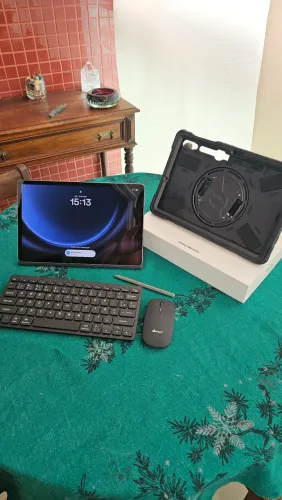 Galaxy tab S9 FE+ 12.4" completo na caixa + Kit produtividade + Capa Gsield anti-impacto