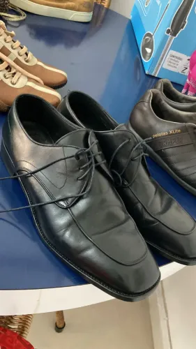 Sapato Social Bally Original Couro Preto Masculino Derby Vintage