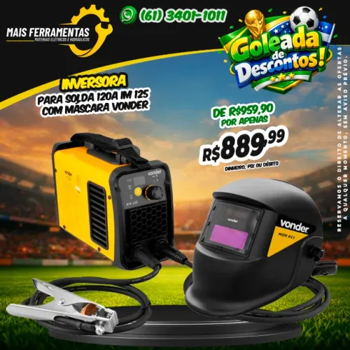 Inversor para solda 120A IM 125 com máscara VONDER 