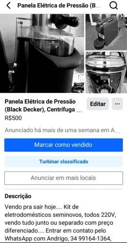 Kit de eletrodomésticos seminovos