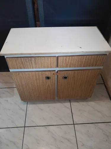Balcão de Cozinha 2 Portas e 2 Gavetas (84x75x41 cm) - Bege e Amadeirado