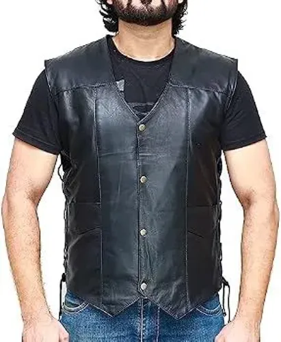 Colete de motociclista em couro 