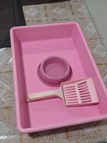 Caixa de areia + pá + potinho para gatos