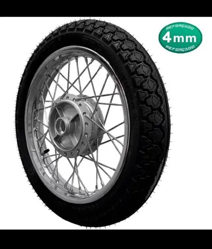 Roda original da Biz 125 completa (aro, raios, pneu, camara de ar, cubo, espelho do freio)