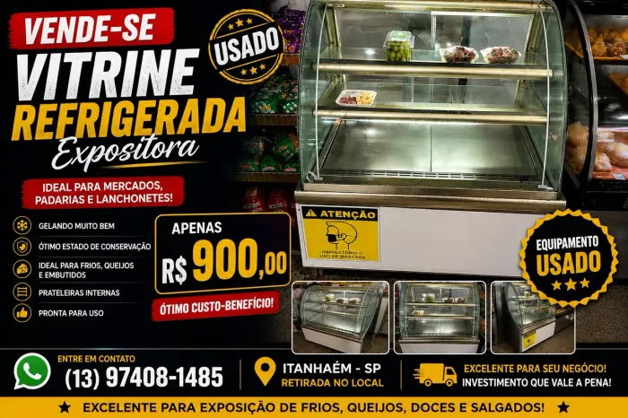 Vitrine Refrigerada Expositora Curva | Gelando Muito Bem | R$ 900