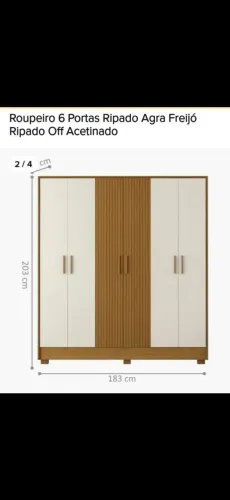 Roupeiro 6 portas Ripado Agra Freijo OFF Acetinado