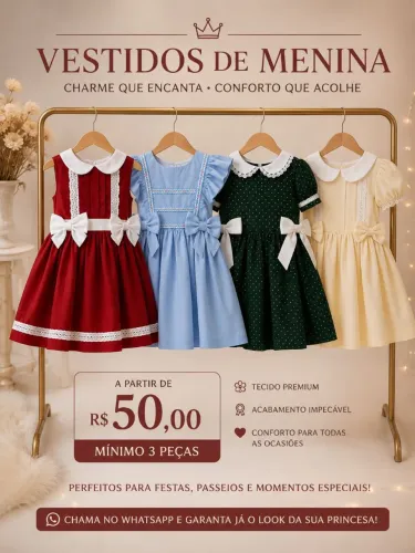Queima de estoque de vestidos infantis 
