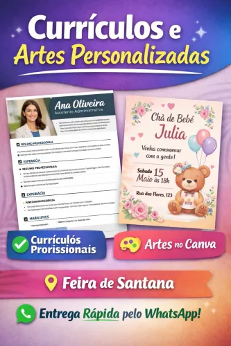 Faço currículos profissionais e artes personalizadas