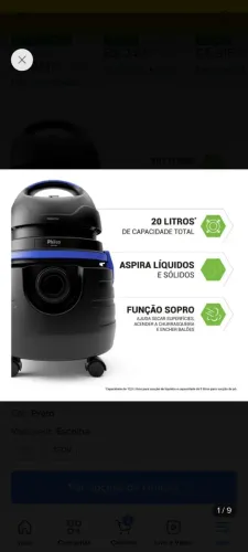 Aspirador Philco 1500w sólido e líquido