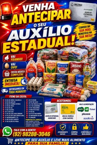 Cesta básica com pagamentos facilitados com Auxílio estadual