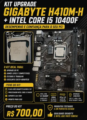 Vendo - Kit Placa Mãe Gigabyte H410M H V2 + Intel Core i5 10400F