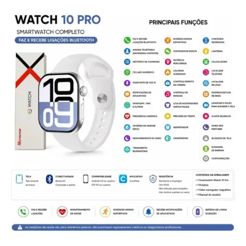 Smartwatch MicroWear S10 Pro Série 10 Rose Gold + Pulseira Rosa
