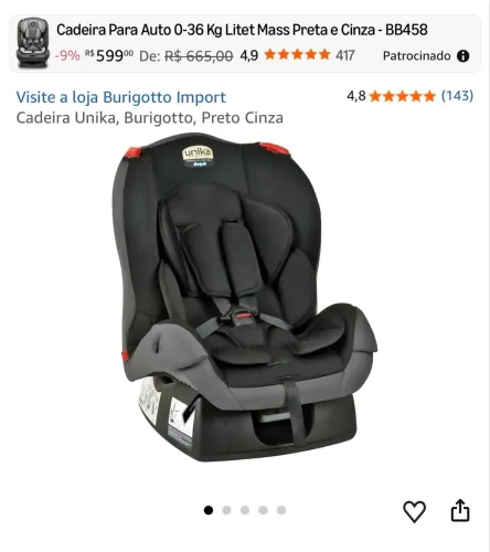 CADEIRA UNIKA BURIGOTTO RECLINÁVEL PRETO/CINZA