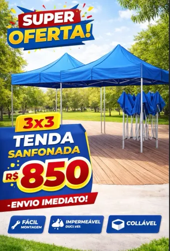 Tenda 3x3 estrutura de ferro e lona de náilon