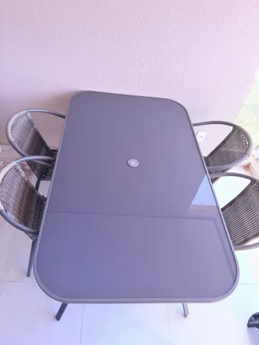 Mesa de vidro com 6 cadeiras exterior 