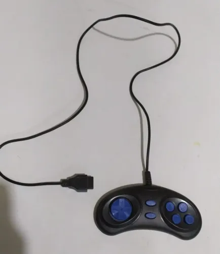 Controle Joystick Para Mega Drive 6 Botões Com Fio Preto