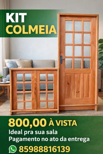 Kit porta e janela de madeira 